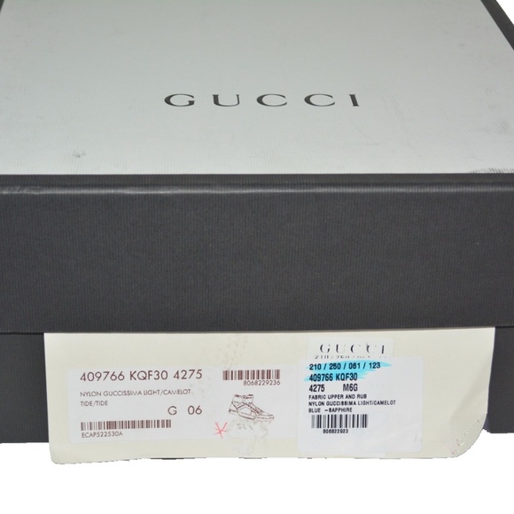 NIB GUCCI GG GUCCISSIMA MENS HITOP NYLON LEATHER SNEAKERS - Picture 9 of 9